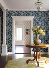 Begonia Indigo by Chesapeake PrintWorks 20.5 in x 33 ft Non Woven Floral Trail Wallpaper - Brewster Home Fashions 4148-27422-Sample