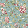 Begonia Teal Floral Trail Wallpaper by Chesapeake