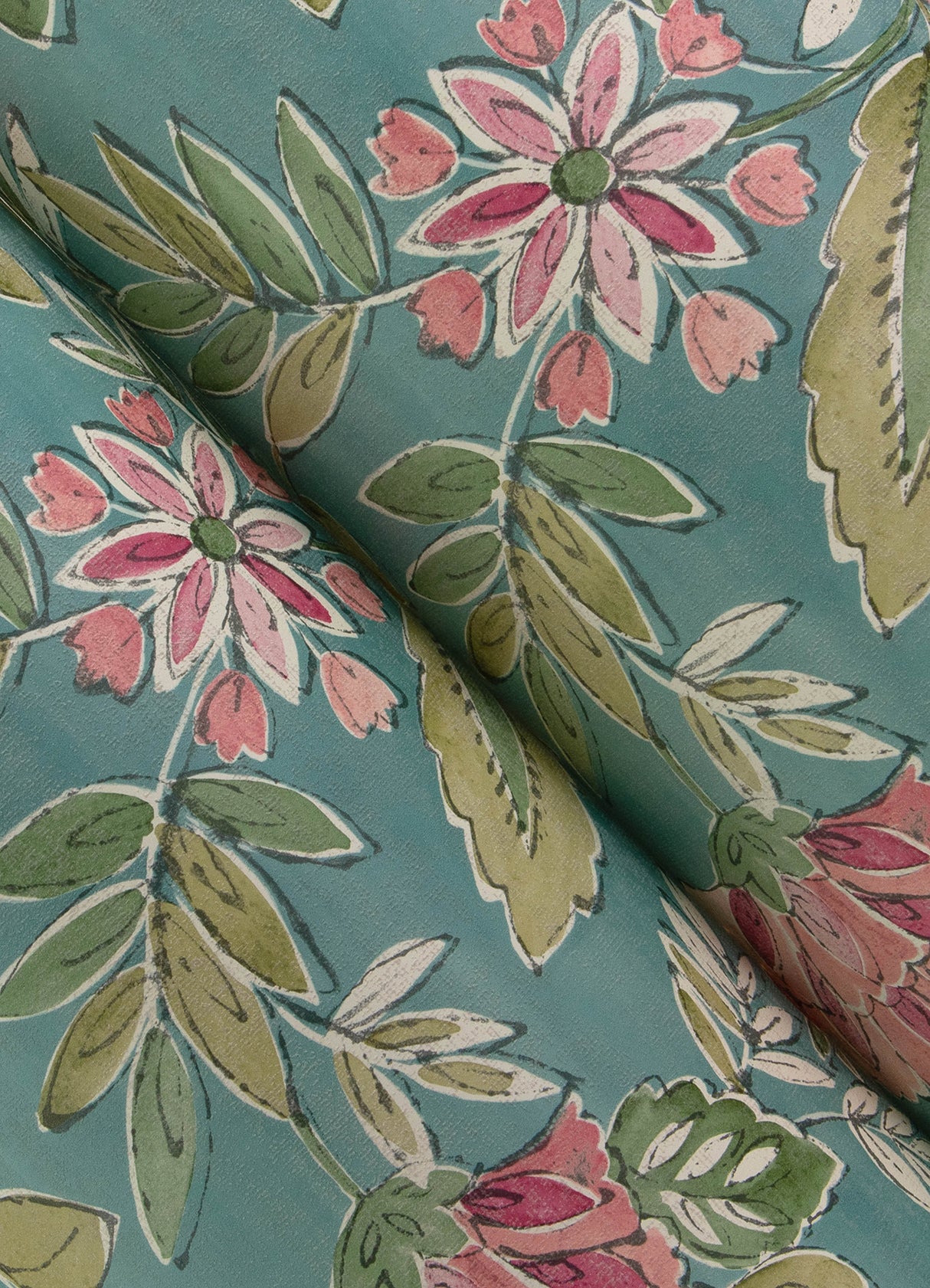 Begonia Teal by Chesapeake Floral Trail Wallpaper – Brewster Home Fashions 4148-27423