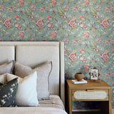 Begonia Teal by Chesapeake Floral Trail Wallpaper – Brewster Home Fashions 4148-27423