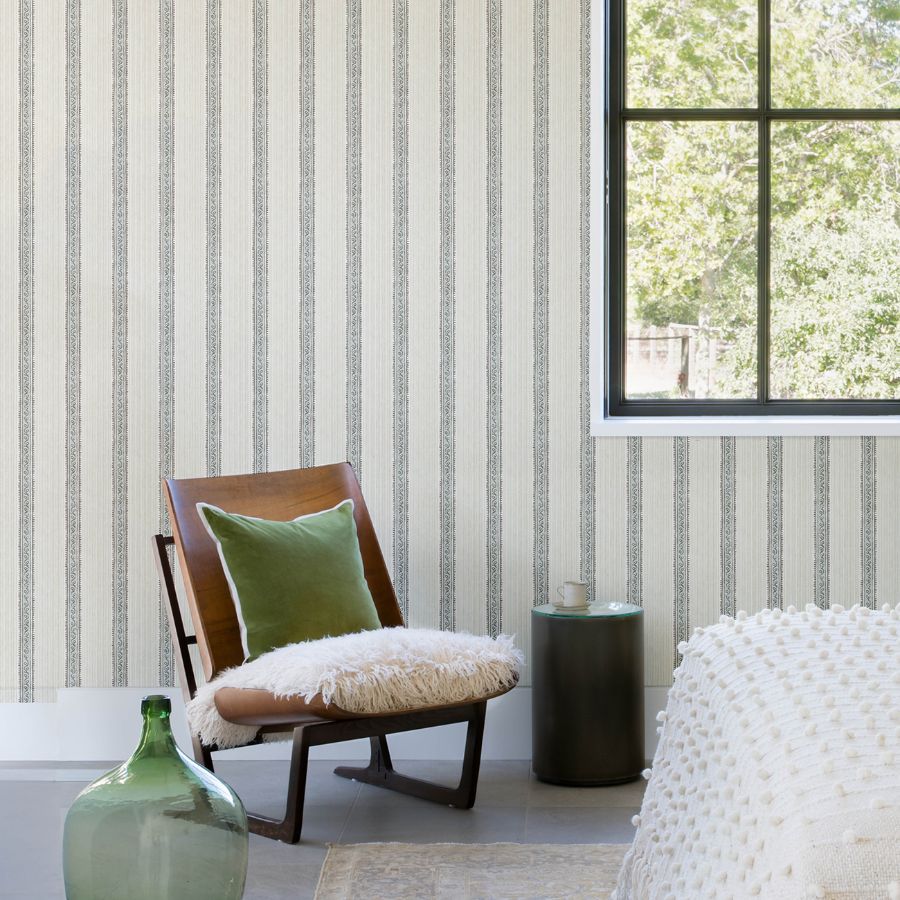 Mandevilla Aqua Vine Stripe by Chesapeake Wallpaper- Brewster Home Fashions 4148-27427
