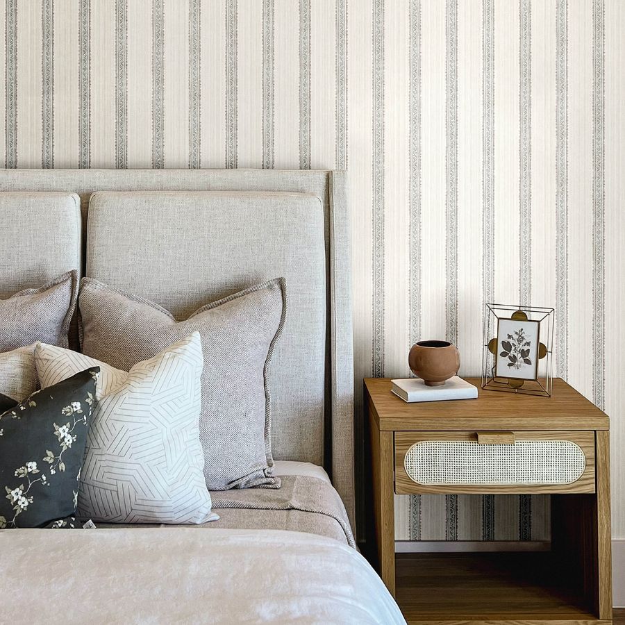 Mandevilla Aqua Vine Stripe by Chesapeake Wallpaper- Brewster Home Fashions 4148-27427
