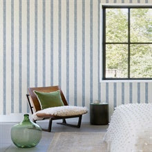 Mandevilla Blue by Chesapeake Vine Stripe Wallpaper- Brewster Home Fashions 4148-27428