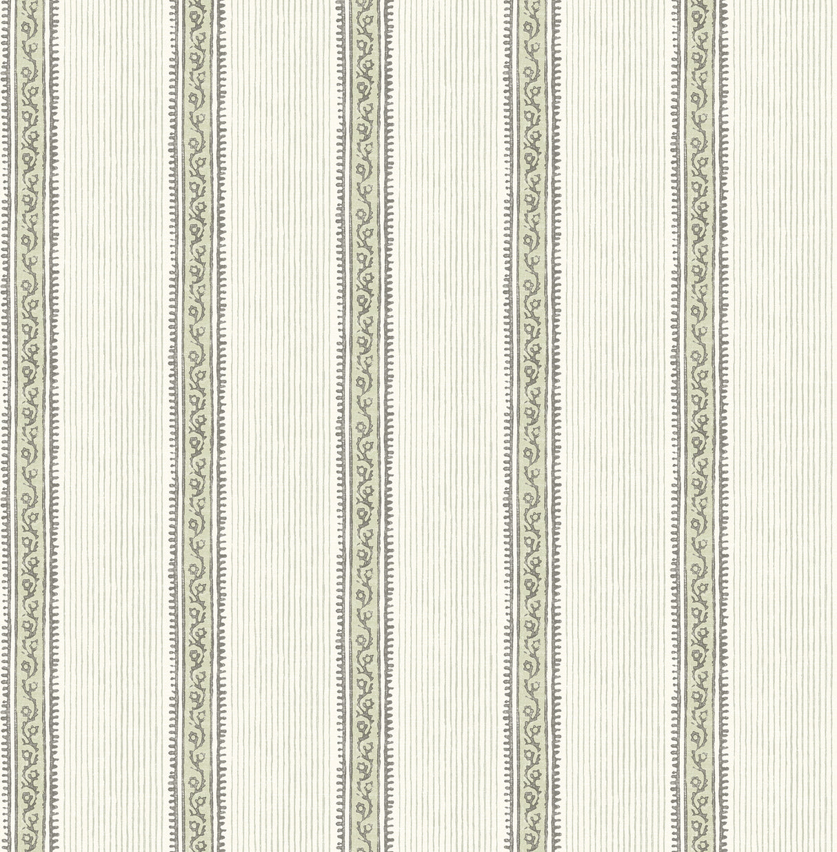 Mandevilla Green Vine Stripe Wallpaper by Chesapeake
