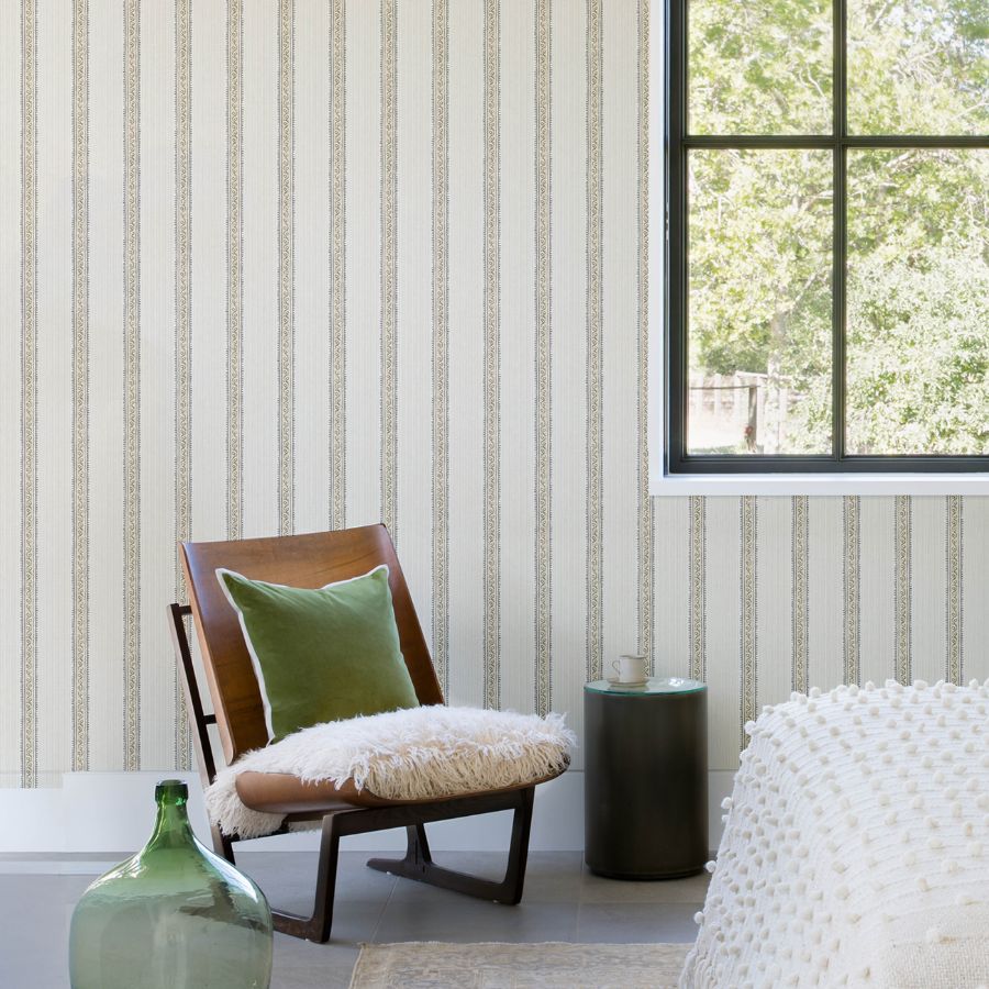 Mandevilla Honey by Chesapeake Vine Stripe Wallpaper – Brewster Home Fashions 4148-27430