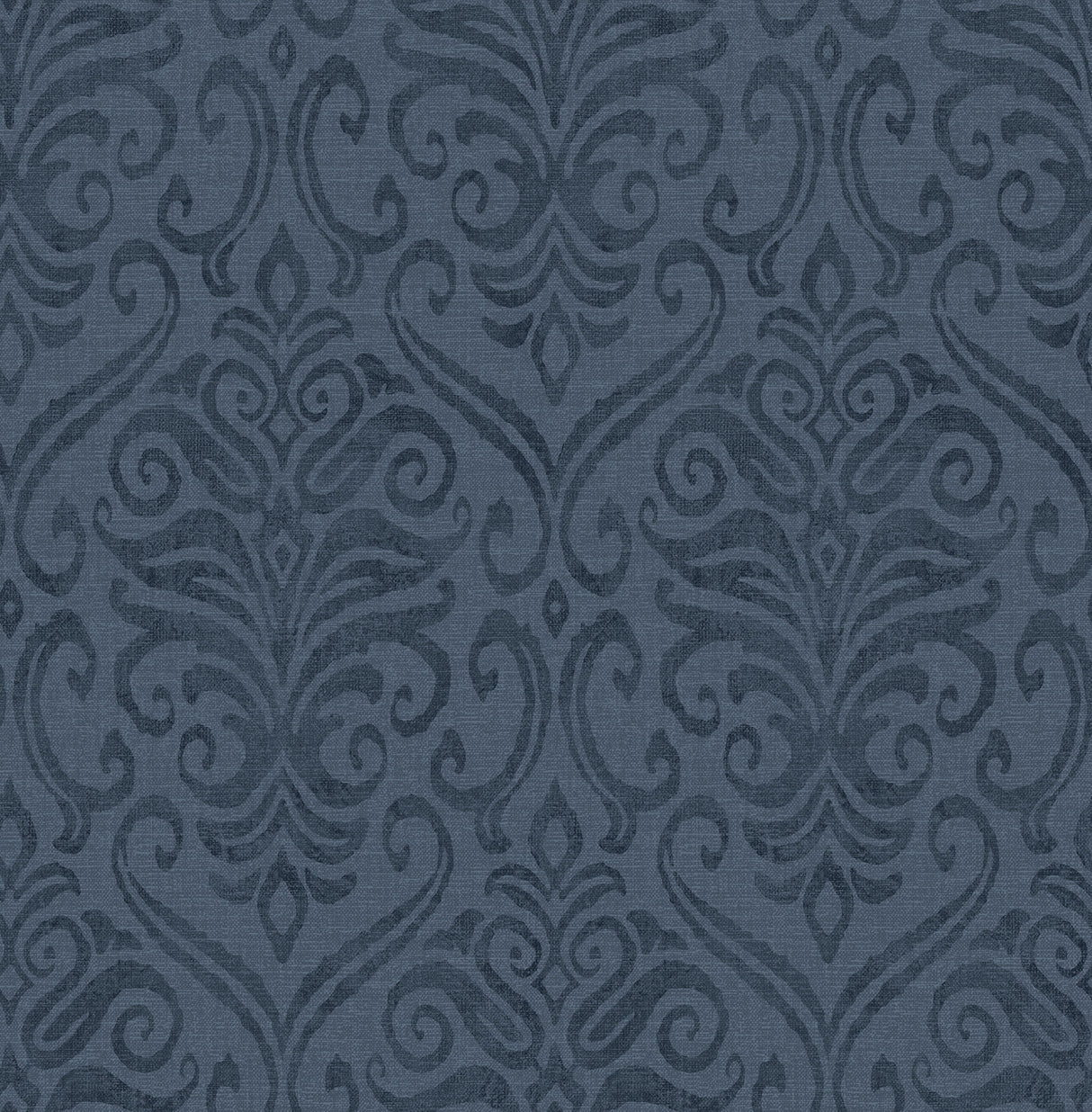 Adavu Blue by Chesapeake Textured Non Woven Damask Wallpaper - Brewster Home Fashions 4148-27438-Sample