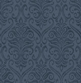 Adavu Blue by Chesapeake Textured Non Woven Damask Wallpaper - Brewster Home Fashions 4148-27438-Sample