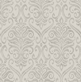 Adavu Grey by Chesapeake Unpasted Non Woven Damask Wallpaper, Paste the Wall, Washable Strippable – Brewster Home Fashions 4148-27439-Sample
