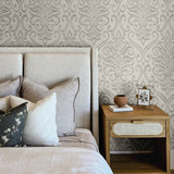 Adavu Grey by Chesapeake Damask Wallpaper- Brewster Home Fashions 4148-27439
