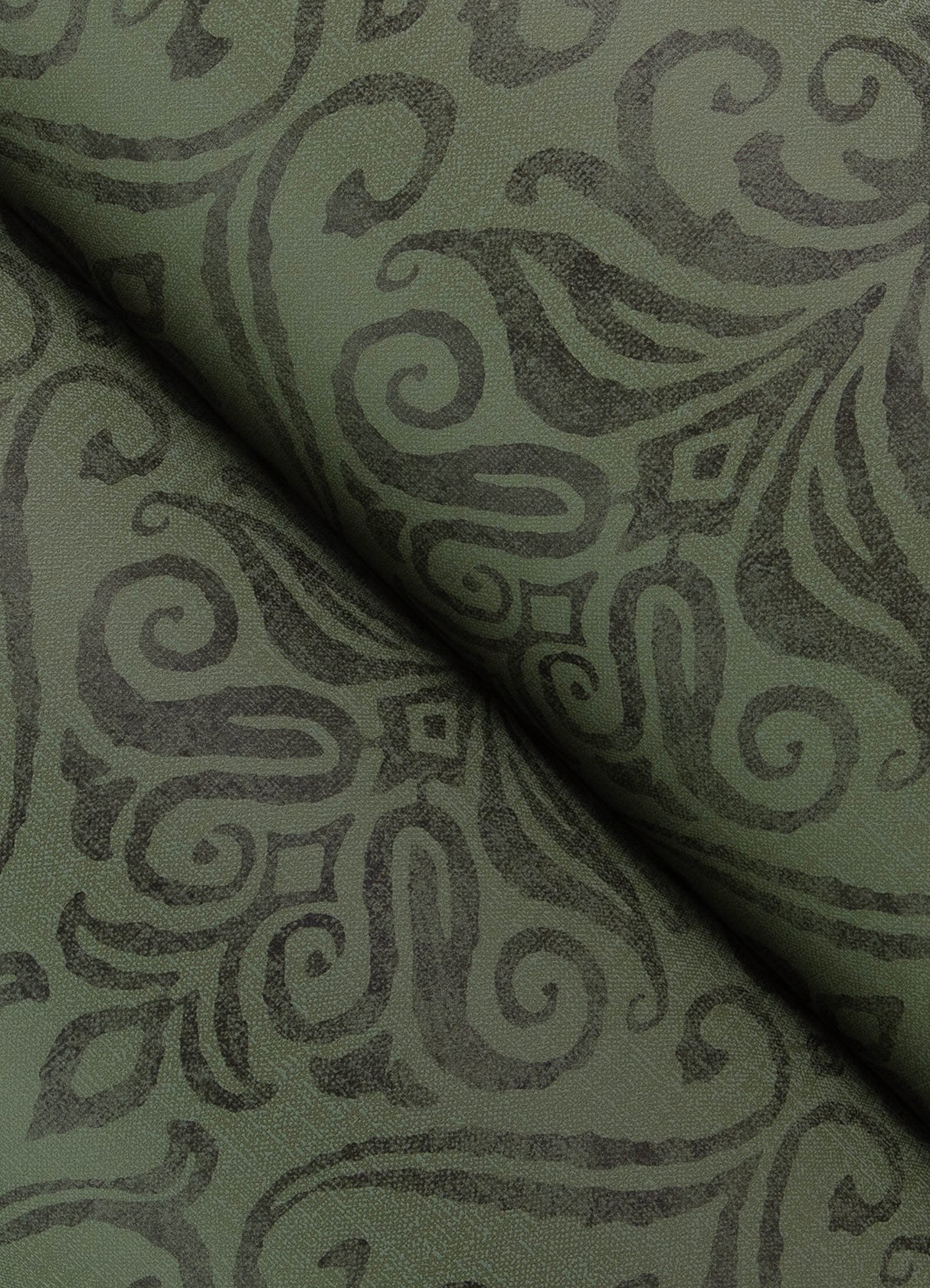 Adavu Dark Green by Chesapeake Unpasted Non Woven Damask Wallpaper - Brewster Home Fashions 4148-27440-Sample