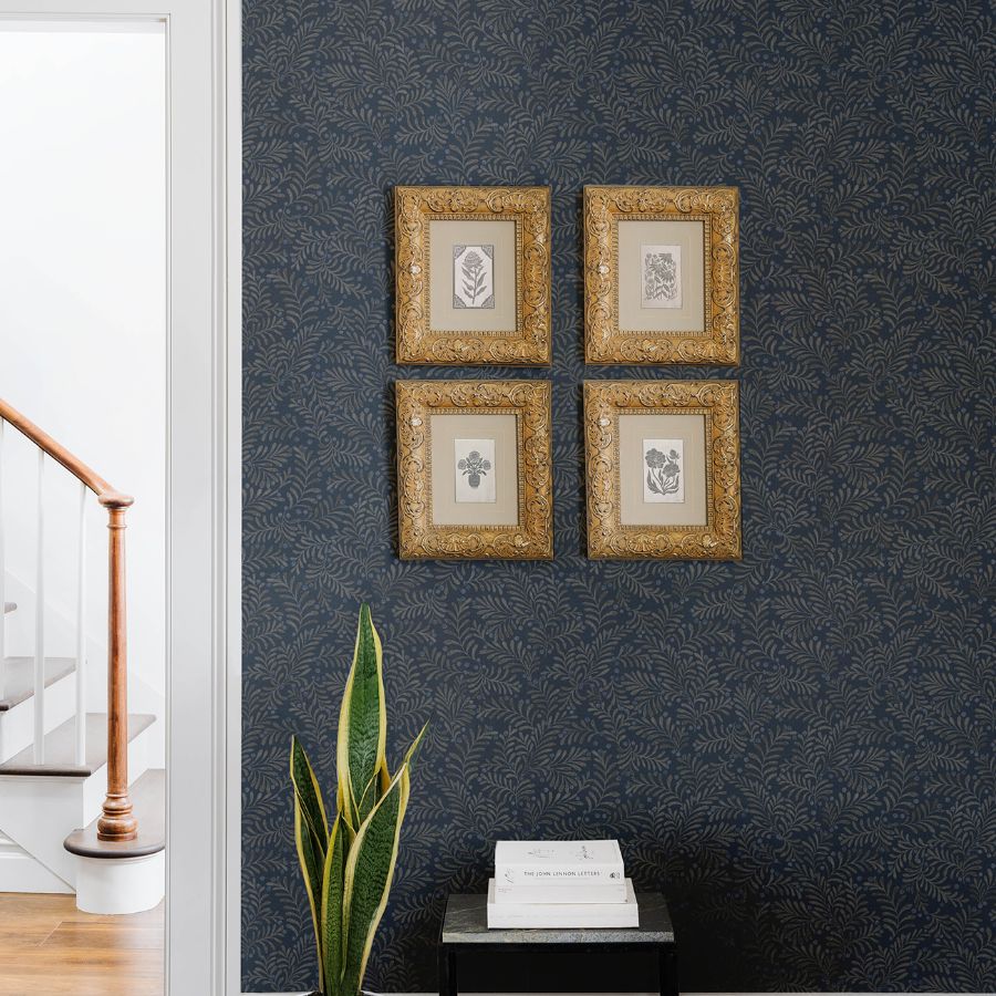Chrysantha Navy by Chesapeake Berry Branches Wallpaper- Brewster Home Fashions 4148-27443