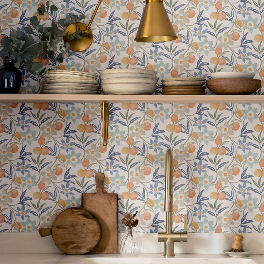 Passiflora Blue by Chesapeake Fruit and Floral Wallpaper- Brewster Home Fashions 4148-27448