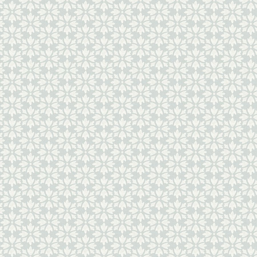 Phlox Light Blue Floral Stamp Wallpaper by Chesapeake