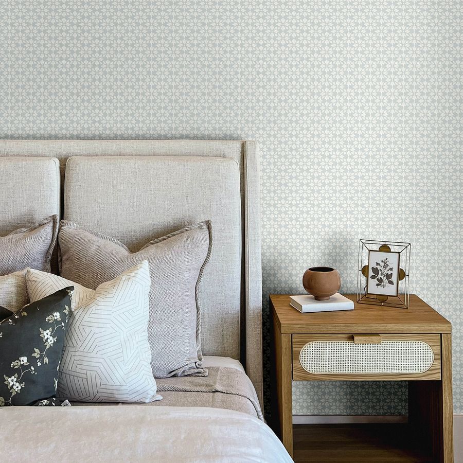 Phlox Light Blue by Chesapeake Floral Stamp Wallpaper – Brewster 4148-27452