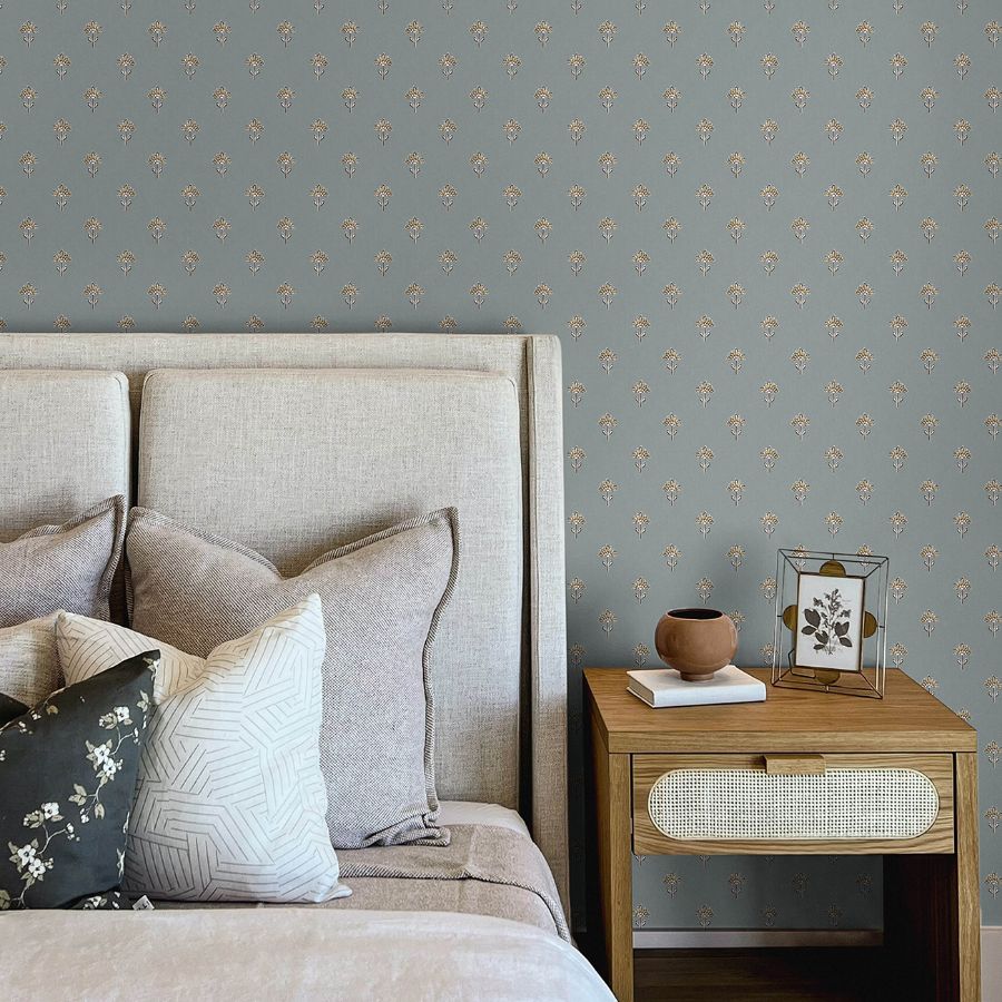 Surdiva Denim by Chesapeake Floral Fan Wallpaper – Brewster Home Fashions 4148-27456