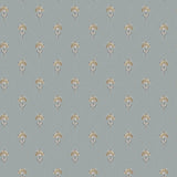 Chesapeake Surdiva Denim Floral Fan Wallpaper close-up of petite floral medallions on blue ground