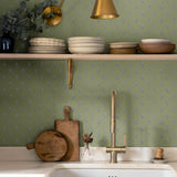Surdiva Green by Chesapeake Floral Fan Wallpaper- Brewster 4148-27459