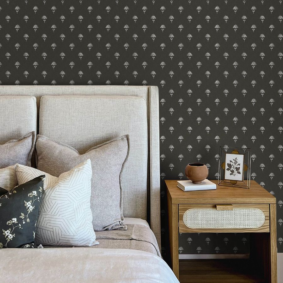 Surdiva Black by Chesapeake Floral Fan Wallpaper- Brewster 4148-27462