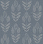 Garland Denim Block Tulip Wallpaper by Chesapeake with stylized tulip print on denim blue