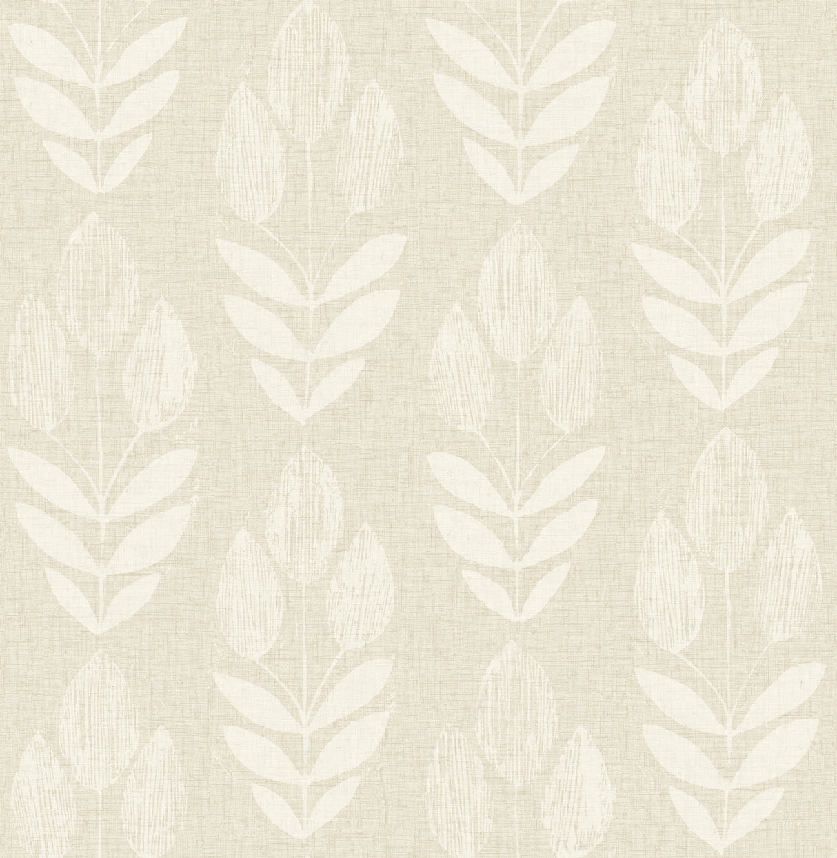 Chesapeake Garland Khaki Block Tulip Wallpaper sample showing stylized tulip motif on khaki ground
