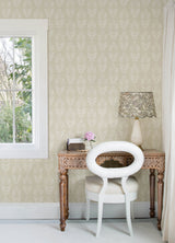 Garland Khaki by Chesapeake Block Tulip Wallpaper – Brewster Home Fashions 4148-27474