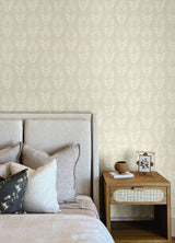 Garland Khaki by Chesapeake Block Tulip Wallpaper – Brewster Home Fashions 4148-27474