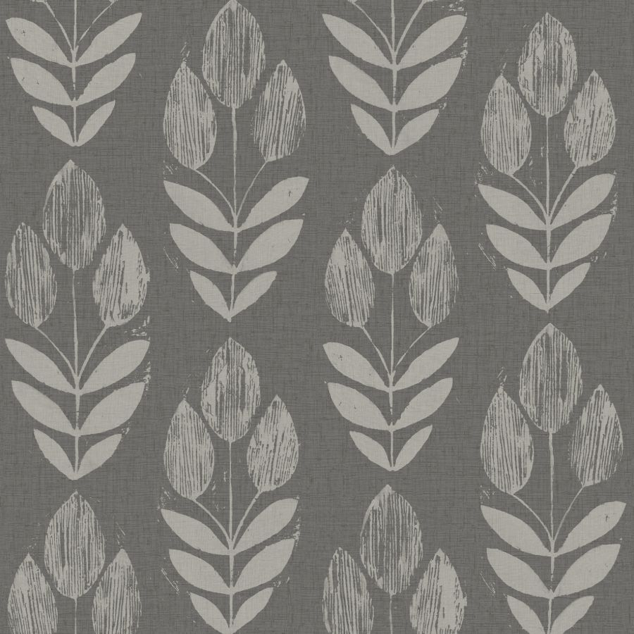 Garland Charcoal Block Tulip Wallpaper by Chesapeake