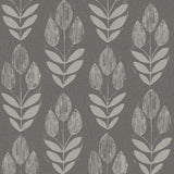 Garland Charcoal Block Tulip Wallpaper by Chesapeake