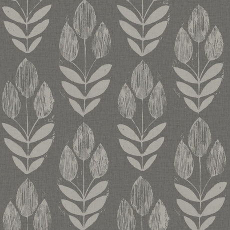 Garland Charcoal Block Tulip Wallpaper by Chesapeake