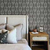 Garland Charcoal by Chesapeake Block Tulip Wallpaper – Brewster Home Fashions 4148-27477