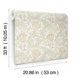 Anemone Light Green Floral Trail Wallpaper with Botanical Floral Pattern, Traditional Style - A-Street Prints 4153-82002
