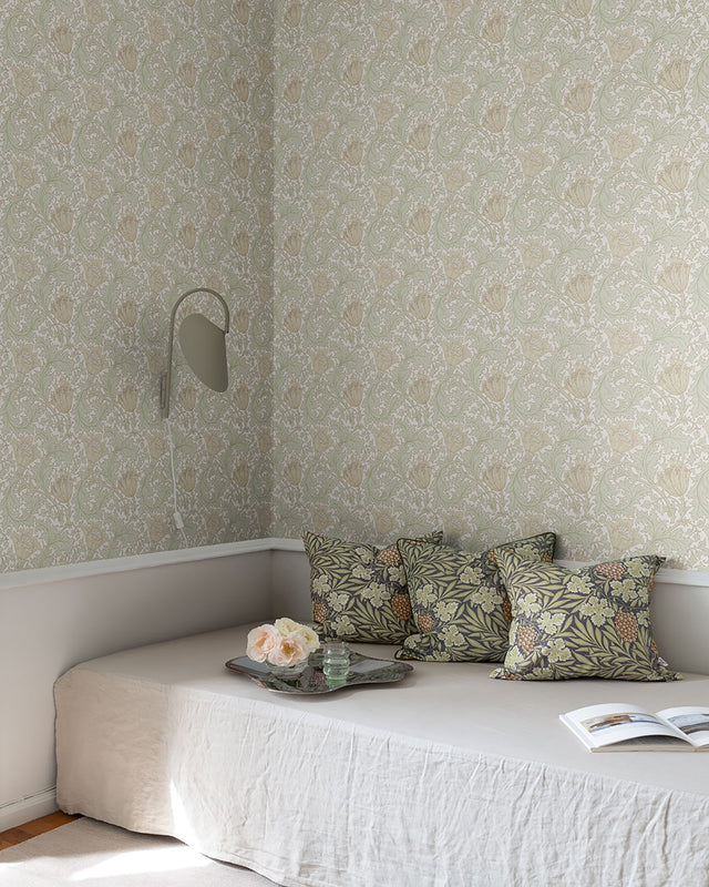 Anemone Light Green Floral Trail Wallpaper with Botanical Floral Pattern, Traditional Style - A-Street Prints 4153-82002