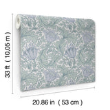 Anemone Blue Floral Trail Wallpaper with Botanical Flowers Pattern, Traditional Style - Brewster 4153-82003