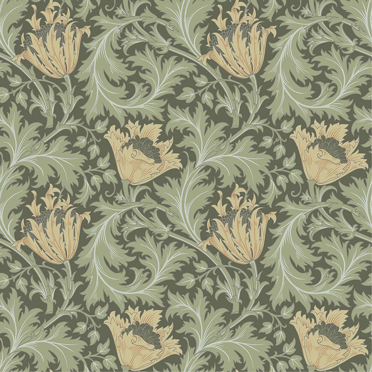 Anemone Moss Floral Trail Wallpaper with Botanical Floral Trail Pattern - A-Street Prints 4153-82004