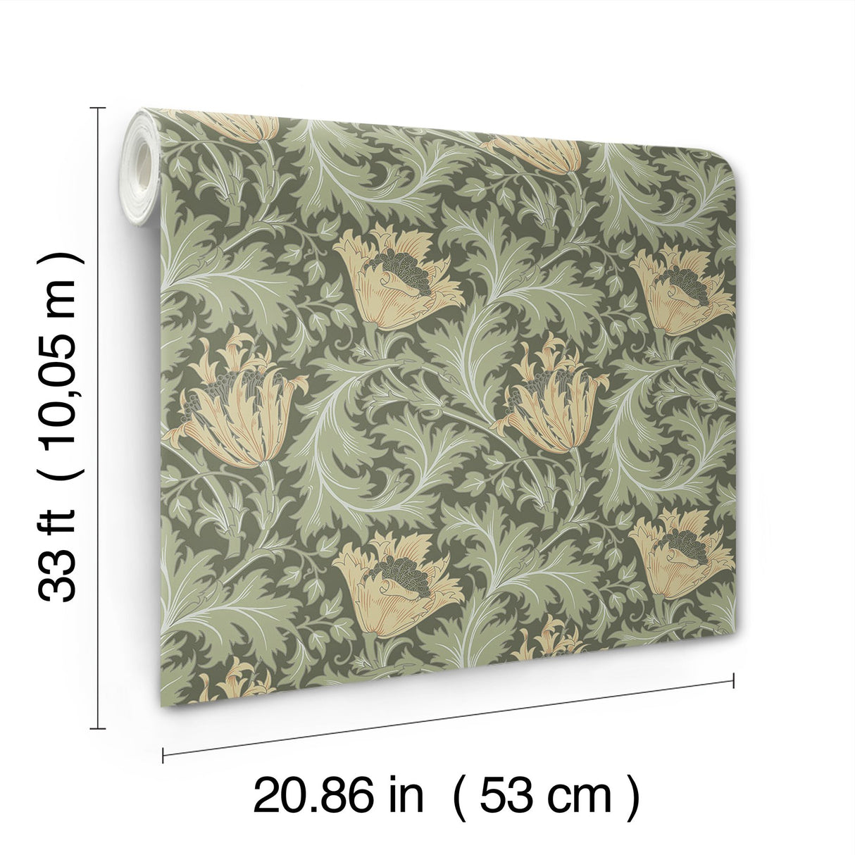 Anemone Moss Floral Trail Wallpaper with Botanical Floral Trail Pattern - A-Street Prints 4153-82004