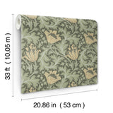 Anemone Moss Floral Trail Wallpaper with Botanical Floral Trail Pattern - A-Street Prints 4153-82004