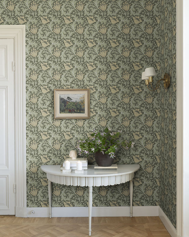Anemone Moss Floral Trail Wallpaper with Botanical Floral Trail Pattern - A-Street Prints 4153-82004