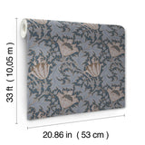 Anemone Dark Blue Floral Trail Wallpaper with Traditional Botanical Flowers Pattern - A-Street Prints 4153-82006