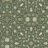 No 1 Holland Park Green Floral Wallpaper with Botanical Traditional Motif - A-Street Prints 4153-82008