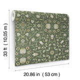 No 1 Holland Park Green Floral Wallpaper with Botanical Traditional Motif - A-Street Prints 4153-82008