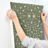 No 1 Holland Park Green Floral Wallpaper with Botanical Traditional Motif - A-Street Prints 4153-82008