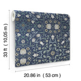 No 1 Holland Park Blue Floral Wallpaper with Botanical Traditional Motif - A-Street Prints 4153-82009