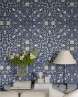 No 1 Holland Park Blue Floral Wallpaper with Botanical Traditional Motif - A-Street Prints 4153-82009