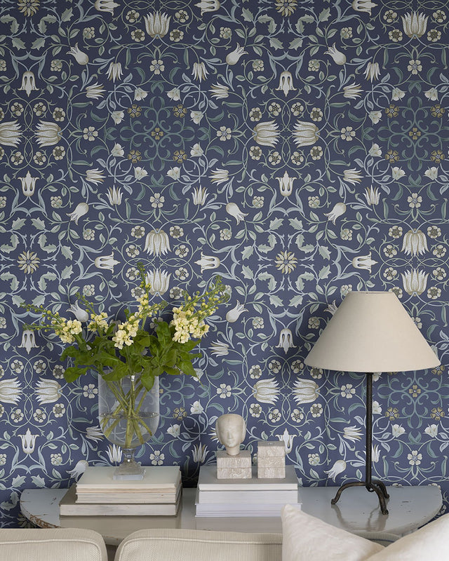No 1 Holland Park Blue Floral Wallpaper with Botanical Traditional Motif - A-Street Prints 4153-82009