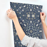 No 1 Holland Park Blue Floral Wallpaper with Botanical Traditional Motif - A-Street Prints 4153-82009