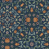 No 1 Holland Park Dark Blue Floral Wallpaper with Traditional Botanical Motif - Brewster 4153-82010