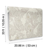 Granville White Leafy Vine Wallpaper with Traditional Botanical Acanthus Motif - A-Street Prints 4153-82011