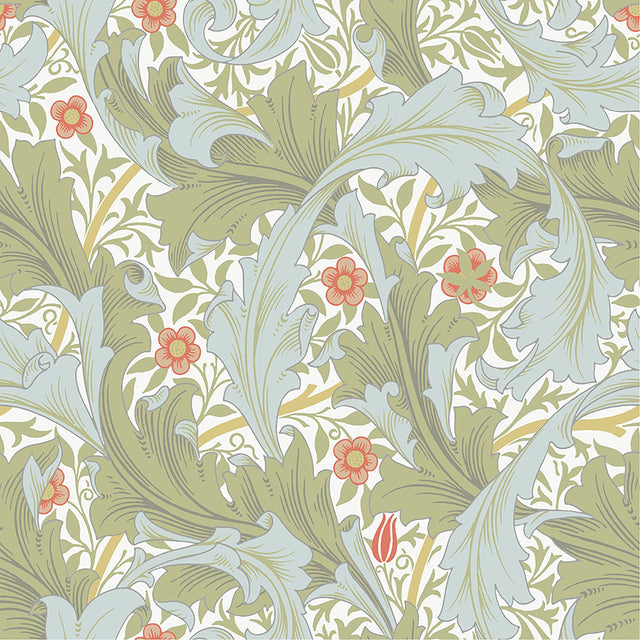 Granville Olive Leafy Vine Wallpaper with Traditional Botanical Acanthus Motif - A-Street Prints 4153-82012