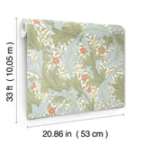 Granville Olive Leafy Vine Wallpaper with Traditional Botanical Acanthus Motif - A-Street Prints 4153-82012