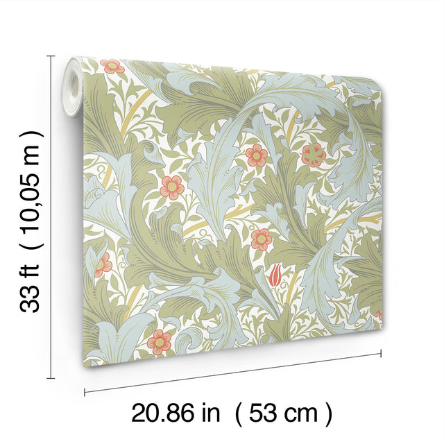 Granville Olive Leafy Vine Wallpaper with Traditional Botanical Acanthus Motif - A-Street Prints 4153-82012